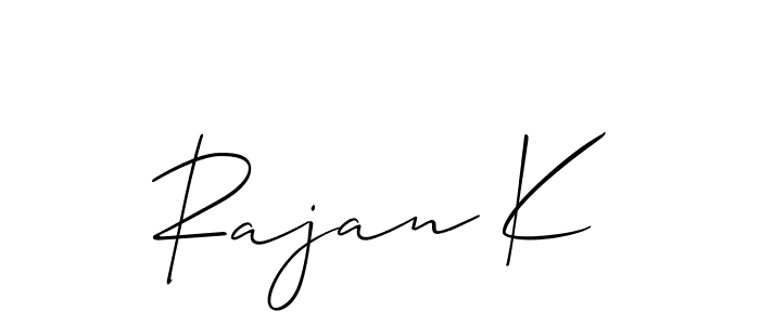 Allison_Script is a professional signature style that is perfect for those who want to add a touch of class to their signature. It is also a great choice for those who want to make their signature more unique. Get Rajan K name to fancy signature for free. Rajan K signature style 2 images and pictures png