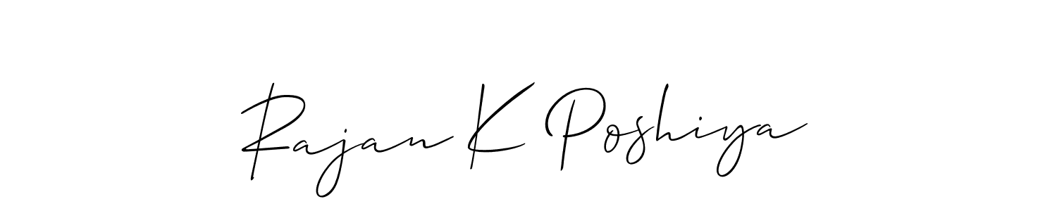 This is the best signature style for the Rajan K Poshiya name. Also you like these signature font (Allison_Script). Mix name signature. Rajan K Poshiya signature style 2 images and pictures png