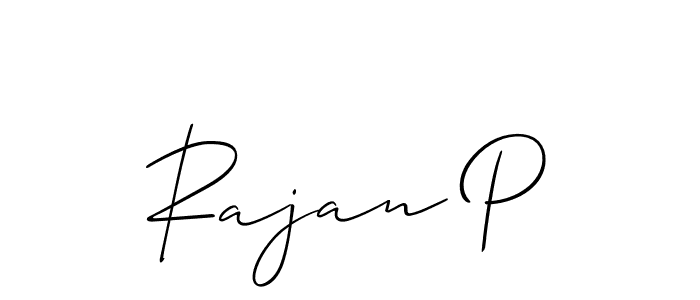 Make a beautiful signature design for name Rajan P. With this signature (Allison_Script) style, you can create a handwritten signature for free. Rajan P signature style 2 images and pictures png