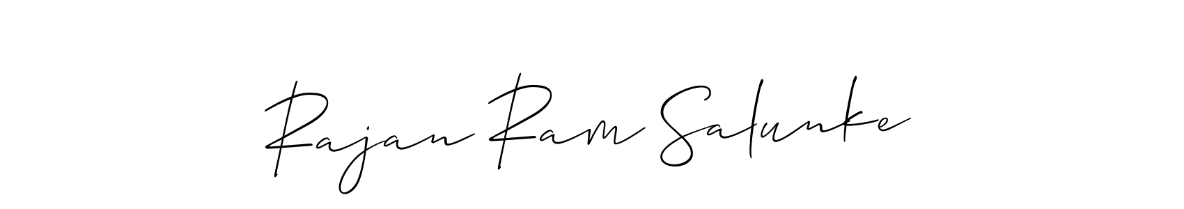 This is the best signature style for the Rajan Ram Salunke name. Also you like these signature font (Allison_Script). Mix name signature. Rajan Ram Salunke signature style 2 images and pictures png