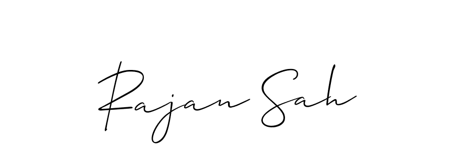 The best way (Allison_Script) to make a short signature is to pick only two or three words in your name. The name Rajan Sah include a total of six letters. For converting this name. Rajan Sah signature style 2 images and pictures png