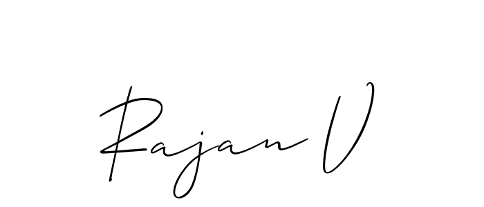 if you are searching for the best signature style for your name Rajan V. so please give up your signature search. here we have designed multiple signature styles  using Allison_Script. Rajan V signature style 2 images and pictures png