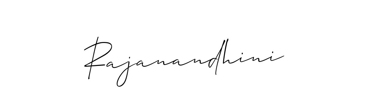 Use a signature maker to create a handwritten signature online. With this signature software, you can design (Allison_Script) your own signature for name Rajanandhini. Rajanandhini signature style 2 images and pictures png