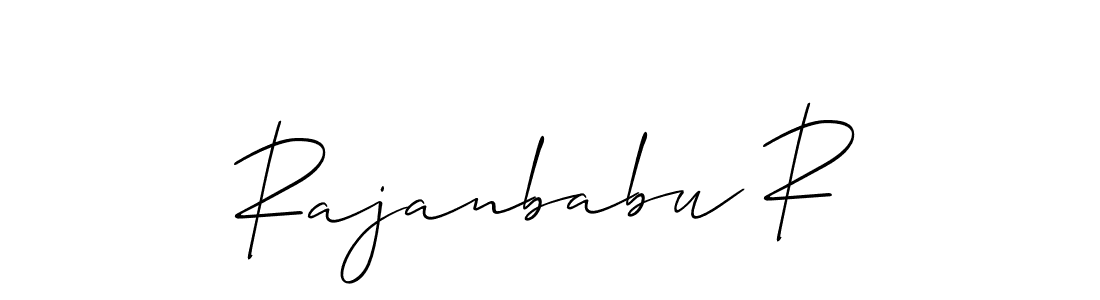 The best way (Allison_Script) to make a short signature is to pick only two or three words in your name. The name Rajanbabu R include a total of six letters. For converting this name. Rajanbabu R signature style 2 images and pictures png