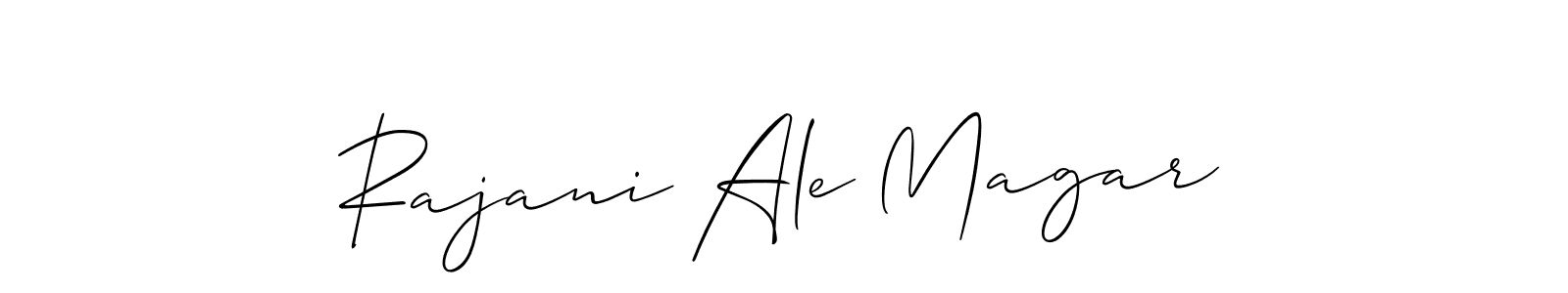 Make a beautiful signature design for name Rajani Ale Magar. With this signature (Allison_Script) style, you can create a handwritten signature for free. Rajani Ale Magar signature style 2 images and pictures png