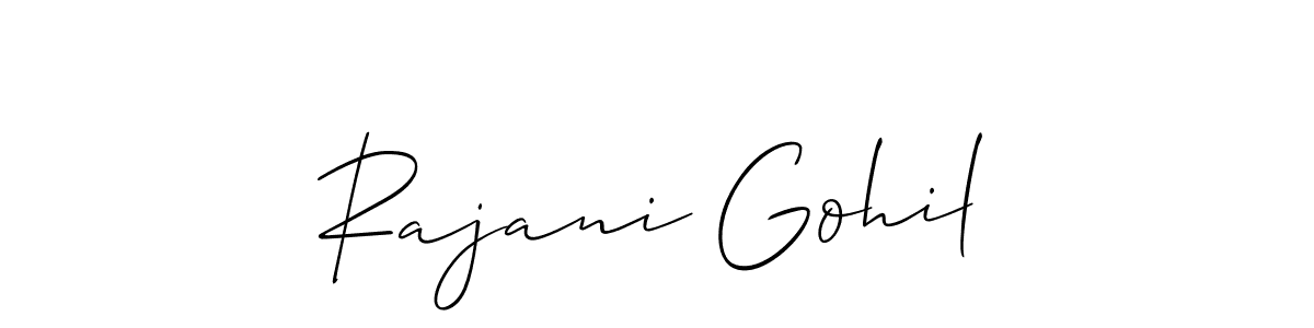 It looks lik you need a new signature style for name Rajani Gohil. Design unique handwritten (Allison_Script) signature with our free signature maker in just a few clicks. Rajani Gohil signature style 2 images and pictures png