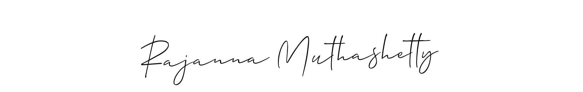 The best way (Allison_Script) to make a short signature is to pick only two or three words in your name. The name Rajanna Muthashetty include a total of six letters. For converting this name. Rajanna Muthashetty signature style 2 images and pictures png