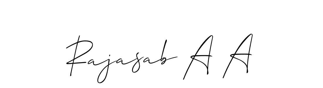 Design your own signature with our free online signature maker. With this signature software, you can create a handwritten (Allison_Script) signature for name Rajasab A A. Rajasab A A signature style 2 images and pictures png