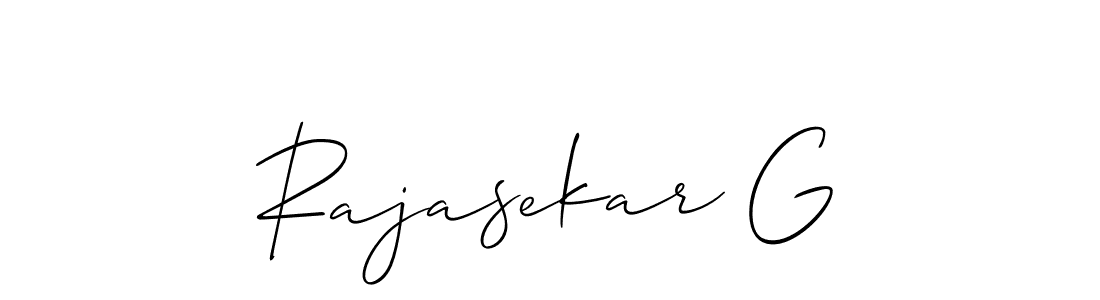 How to make Rajasekar G signature? Allison_Script is a professional autograph style. Create handwritten signature for Rajasekar G name. Rajasekar G signature style 2 images and pictures png