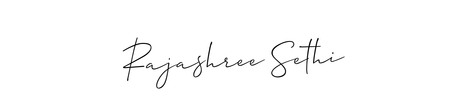 Design your own signature with our free online signature maker. With this signature software, you can create a handwritten (Allison_Script) signature for name Rajashree Sethi. Rajashree Sethi signature style 2 images and pictures png