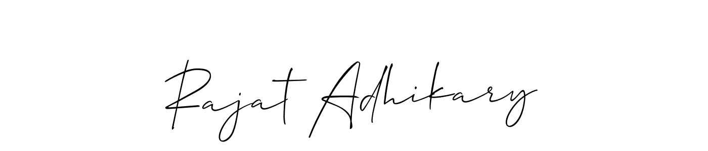 You should practise on your own different ways (Allison_Script) to write your name (Rajat Adhikary) in signature. don't let someone else do it for you. Rajat Adhikary signature style 2 images and pictures png