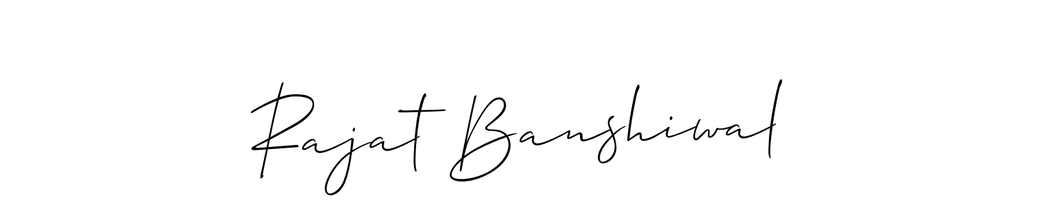 The best way (Allison_Script) to make a short signature is to pick only two or three words in your name. The name Rajat Banshiwal include a total of six letters. For converting this name. Rajat Banshiwal signature style 2 images and pictures png