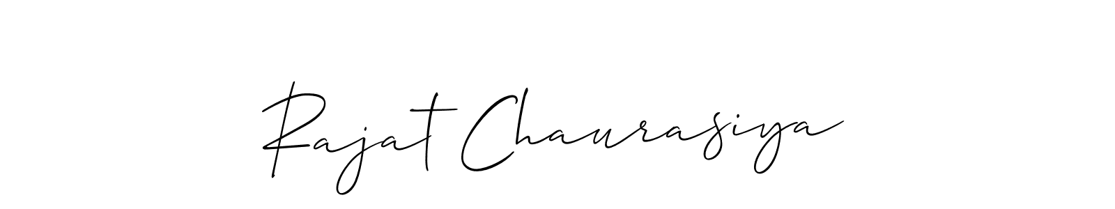 The best way (Allison_Script) to make a short signature is to pick only two or three words in your name. The name Rajat Chaurasiya include a total of six letters. For converting this name. Rajat Chaurasiya signature style 2 images and pictures png