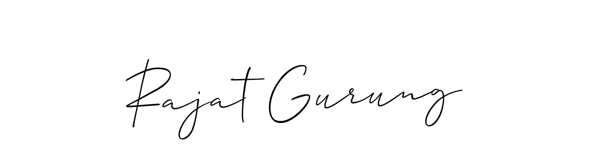 How to make Rajat Gurung name signature. Use Allison_Script style for creating short signs online. This is the latest handwritten sign. Rajat Gurung signature style 2 images and pictures png
