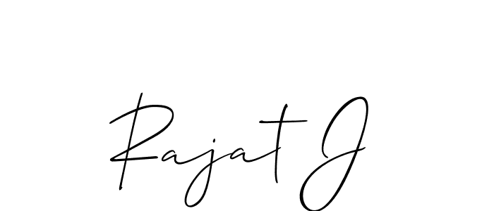 How to make Rajat J signature? Allison_Script is a professional autograph style. Create handwritten signature for Rajat J name. Rajat J signature style 2 images and pictures png