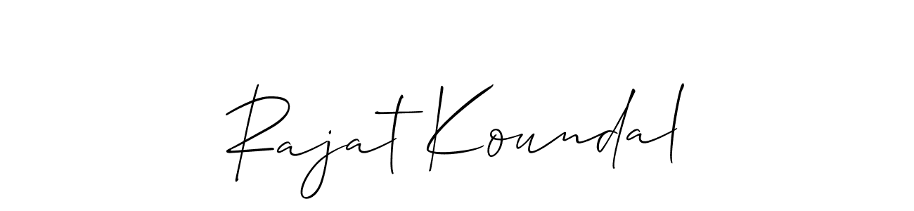 The best way (Allison_Script) to make a short signature is to pick only two or three words in your name. The name Rajat Koundal include a total of six letters. For converting this name. Rajat Koundal signature style 2 images and pictures png
