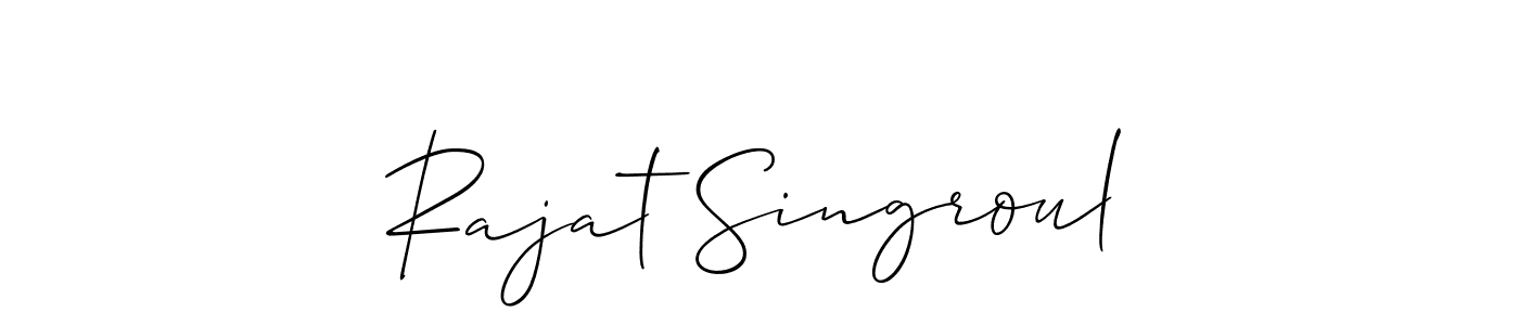 Make a beautiful signature design for name Rajat Singroul. With this signature (Allison_Script) style, you can create a handwritten signature for free. Rajat Singroul signature style 2 images and pictures png