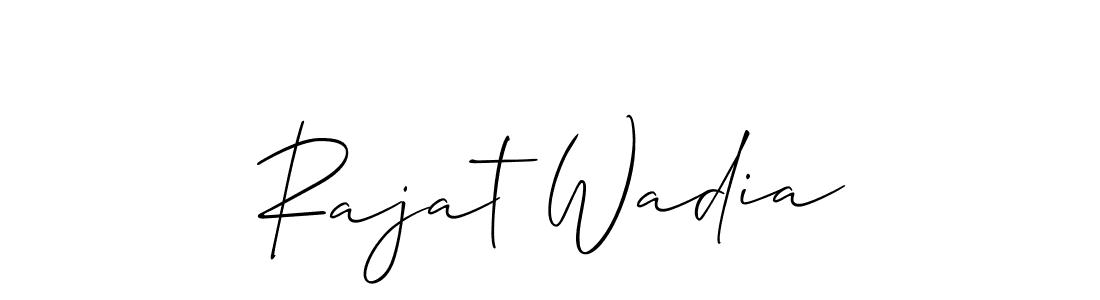 The best way (Allison_Script) to make a short signature is to pick only two or three words in your name. The name Rajat Wadia include a total of six letters. For converting this name. Rajat Wadia signature style 2 images and pictures png