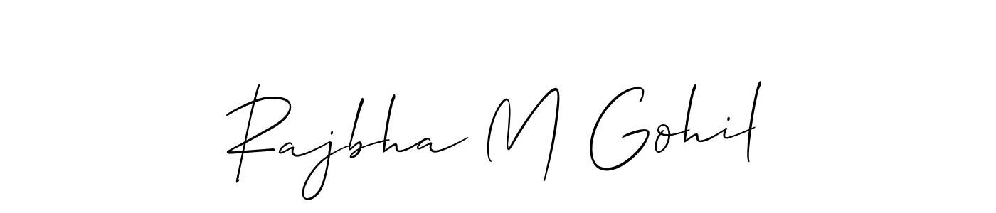 How to Draw Rajbha M Gohil signature style? Allison_Script is a latest design signature styles for name Rajbha M Gohil. Rajbha M Gohil signature style 2 images and pictures png