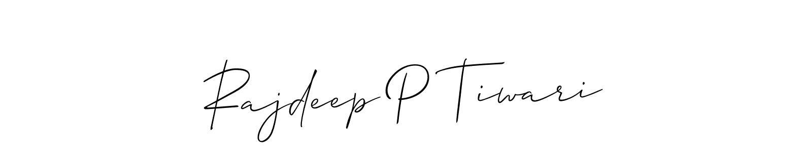 The best way (Allison_Script) to make a short signature is to pick only two or three words in your name. The name Rajdeep P Tiwari include a total of six letters. For converting this name. Rajdeep P Tiwari signature style 2 images and pictures png