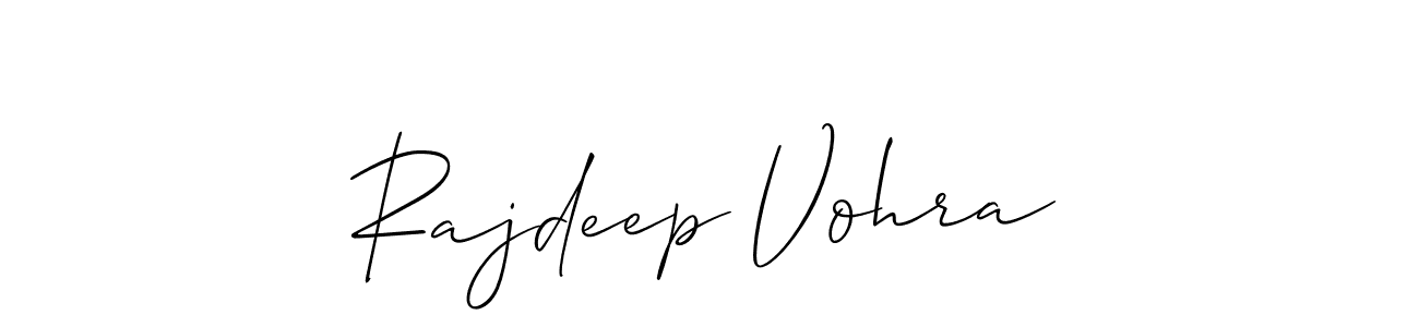 How to make Rajdeep Vohra name signature. Use Allison_Script style for creating short signs online. This is the latest handwritten sign. Rajdeep Vohra signature style 2 images and pictures png