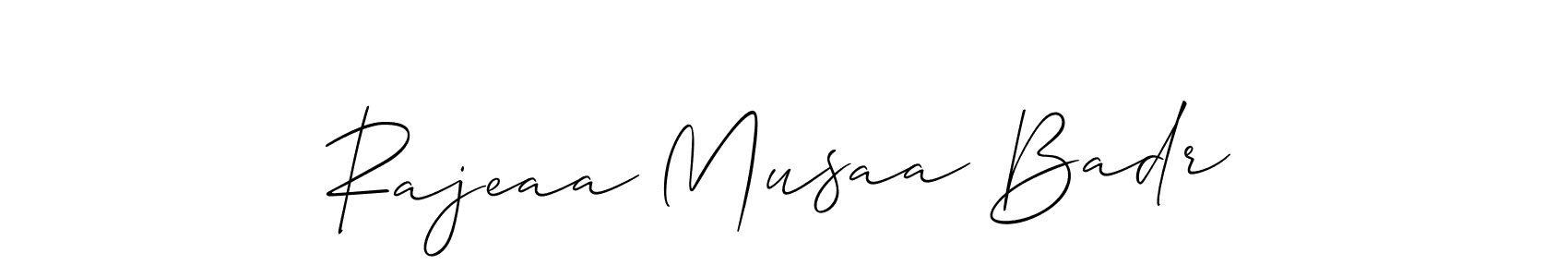 Also we have Rajeaa Musaa Badr name is the best signature style. Create professional handwritten signature collection using Allison_Script autograph style. Rajeaa Musaa Badr signature style 2 images and pictures png