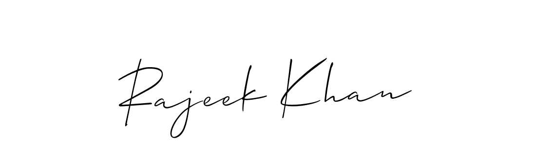 Use a signature maker to create a handwritten signature online. With this signature software, you can design (Allison_Script) your own signature for name Rajeek Khan. Rajeek Khan signature style 2 images and pictures png
