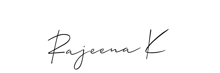 How to make Rajeena K name signature. Use Allison_Script style for creating short signs online. This is the latest handwritten sign. Rajeena K signature style 2 images and pictures png