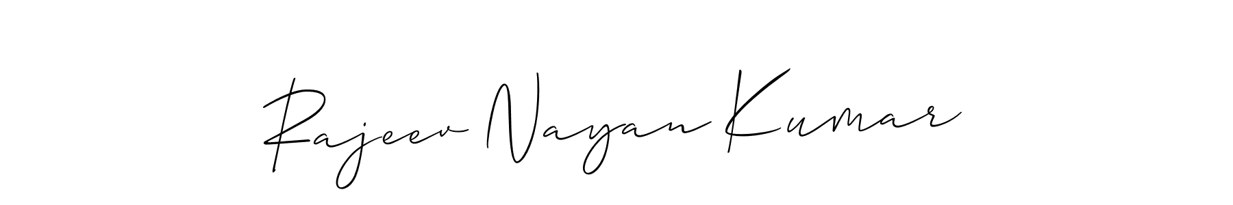 Use a signature maker to create a handwritten signature online. With this signature software, you can design (Allison_Script) your own signature for name Rajeev Nayan Kumar. Rajeev Nayan Kumar signature style 2 images and pictures png