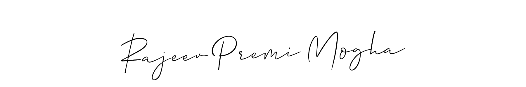 Rajeev Premi Mogha stylish signature style. Best Handwritten Sign (Allison_Script) for my name. Handwritten Signature Collection Ideas for my name Rajeev Premi Mogha. Rajeev Premi Mogha signature style 2 images and pictures png