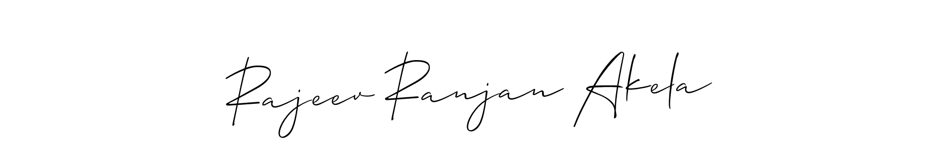 How to make Rajeev Ranjan Akela name signature. Use Allison_Script style for creating short signs online. This is the latest handwritten sign. Rajeev Ranjan Akela signature style 2 images and pictures png