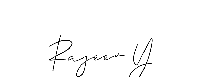 How to make Rajeev Y name signature. Use Allison_Script style for creating short signs online. This is the latest handwritten sign. Rajeev Y signature style 2 images and pictures png