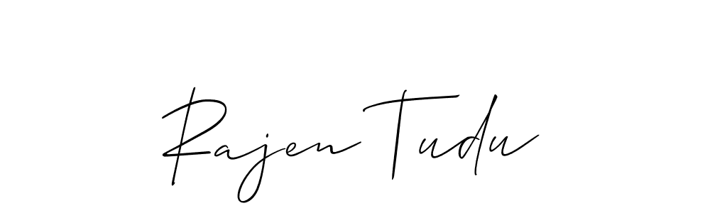 Use a signature maker to create a handwritten signature online. With this signature software, you can design (Allison_Script) your own signature for name Rajen Tudu. Rajen Tudu signature style 2 images and pictures png