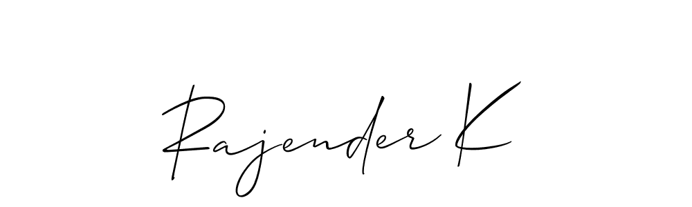 This is the best signature style for the Rajender K name. Also you like these signature font (Allison_Script). Mix name signature. Rajender K signature style 2 images and pictures png