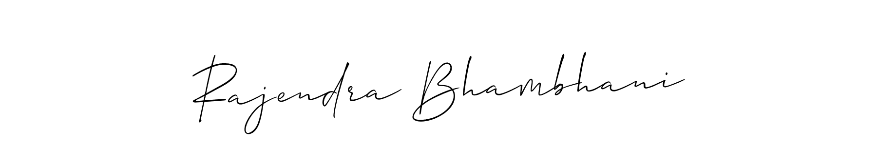 Make a short Rajendra Bhambhani signature style. Manage your documents anywhere anytime using Allison_Script. Create and add eSignatures, submit forms, share and send files easily. Rajendra Bhambhani signature style 2 images and pictures png