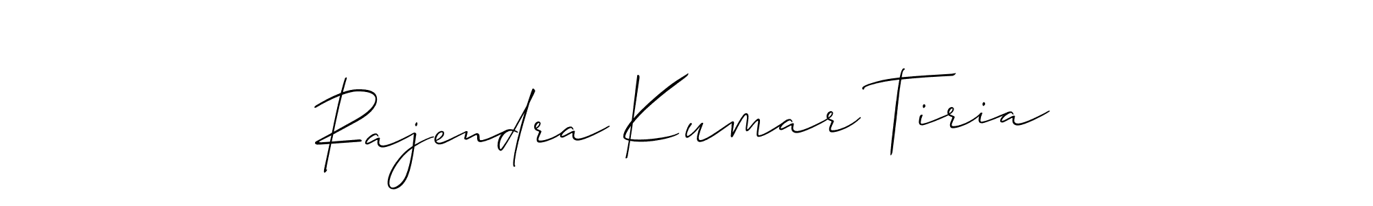 You should practise on your own different ways (Allison_Script) to write your name (Rajendra Kumar Tiria) in signature. don't let someone else do it for you. Rajendra Kumar Tiria signature style 2 images and pictures png