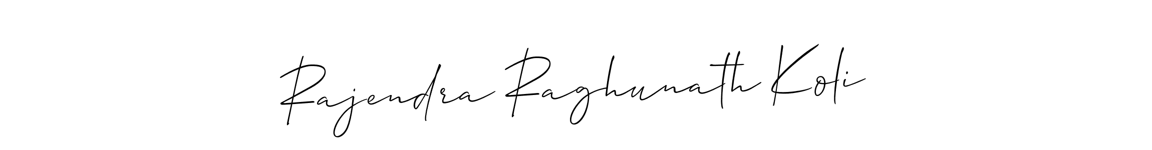 How to make Rajendra Raghunath Koli name signature. Use Allison_Script style for creating short signs online. This is the latest handwritten sign. Rajendra Raghunath Koli signature style 2 images and pictures png