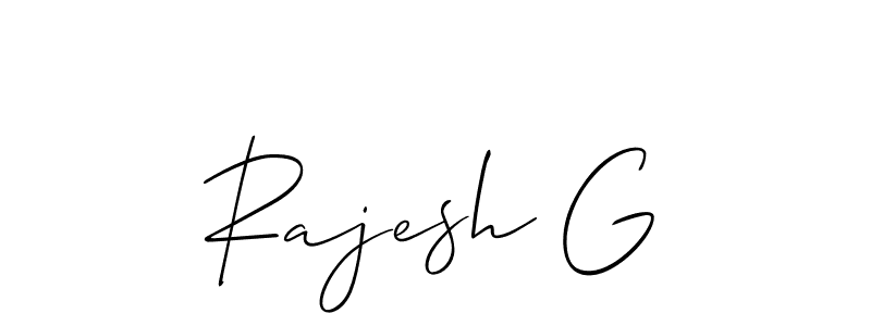 Allison_Script is a professional signature style that is perfect for those who want to add a touch of class to their signature. It is also a great choice for those who want to make their signature more unique. Get Rajesh G name to fancy signature for free. Rajesh G signature style 2 images and pictures png