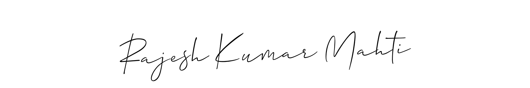 The best way (Allison_Script) to make a short signature is to pick only two or three words in your name. The name Rajesh Kumar Mahti include a total of six letters. For converting this name. Rajesh Kumar Mahti signature style 2 images and pictures png