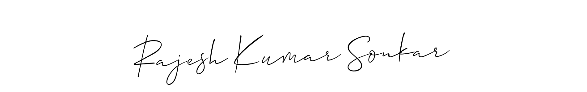 Make a beautiful signature design for name Rajesh Kumar Sonkar. With this signature (Allison_Script) style, you can create a handwritten signature for free. Rajesh Kumar Sonkar signature style 2 images and pictures png