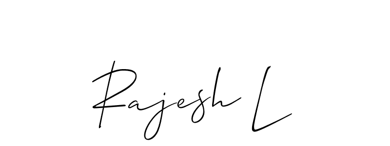 Design your own signature with our free online signature maker. With this signature software, you can create a handwritten (Allison_Script) signature for name Rajesh L. Rajesh L signature style 2 images and pictures png