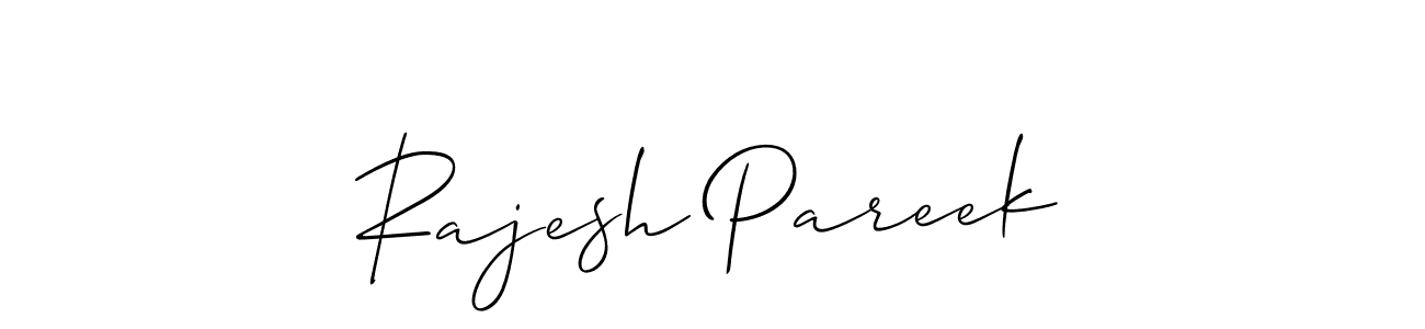 This is the best signature style for the Rajesh Pareek name. Also you like these signature font (Allison_Script). Mix name signature. Rajesh Pareek signature style 2 images and pictures png