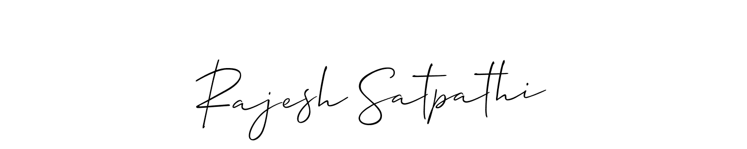 The best way (Allison_Script) to make a short signature is to pick only two or three words in your name. The name Rajesh Satpathi include a total of six letters. For converting this name. Rajesh Satpathi signature style 2 images and pictures png