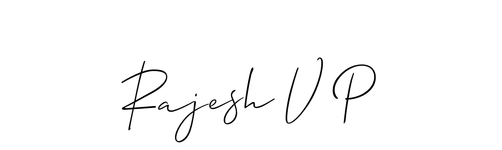 How to make Rajesh V P name signature. Use Allison_Script style for creating short signs online. This is the latest handwritten sign. Rajesh V P signature style 2 images and pictures png