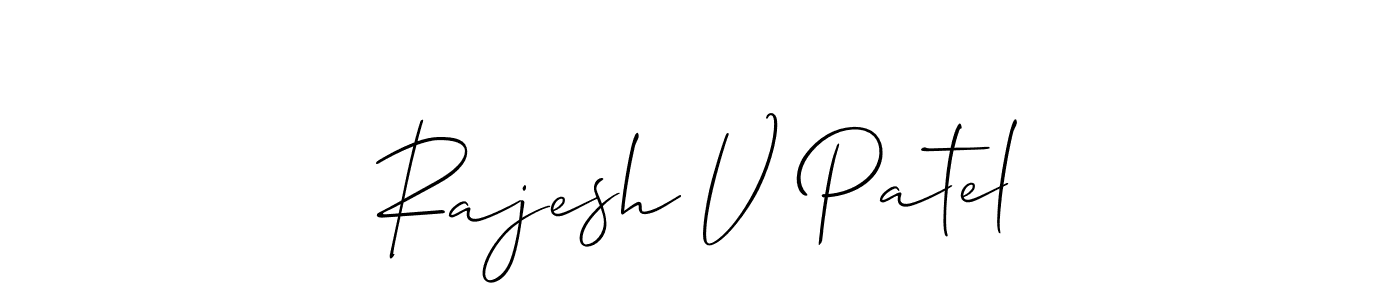 The best way (Allison_Script) to make a short signature is to pick only two or three words in your name. The name Rajesh V Patel include a total of six letters. For converting this name. Rajesh V Patel signature style 2 images and pictures png