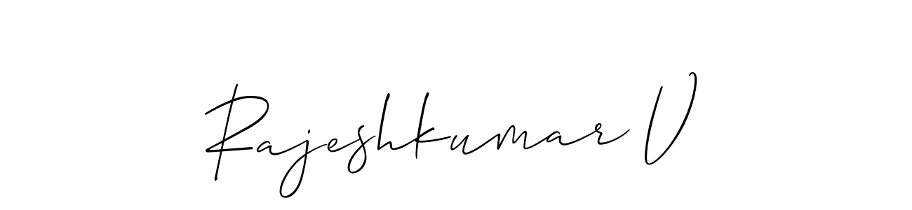 Make a short Rajeshkumar V signature style. Manage your documents anywhere anytime using Allison_Script. Create and add eSignatures, submit forms, share and send files easily. Rajeshkumar V signature style 2 images and pictures png