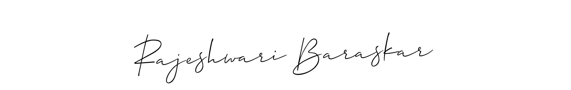 It looks lik you need a new signature style for name Rajeshwari Baraskar. Design unique handwritten (Allison_Script) signature with our free signature maker in just a few clicks. Rajeshwari Baraskar signature style 2 images and pictures png