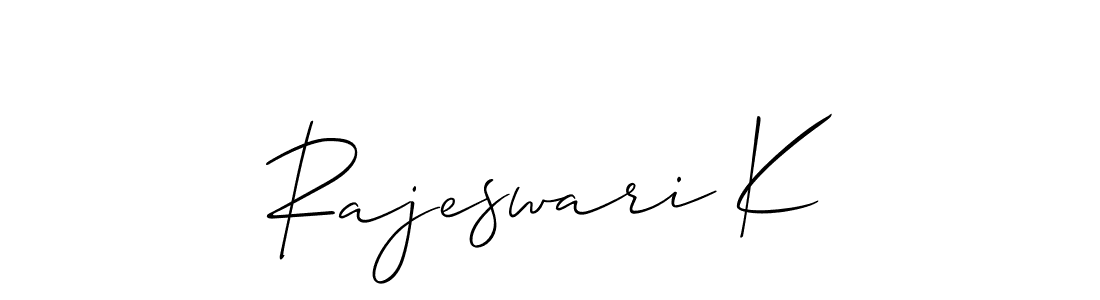 How to Draw Rajeswari K signature style? Allison_Script is a latest design signature styles for name Rajeswari K. Rajeswari K signature style 2 images and pictures png