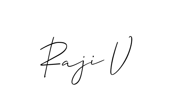 if you are searching for the best signature style for your name Raji V. so please give up your signature search. here we have designed multiple signature styles  using Allison_Script. Raji V signature style 2 images and pictures png