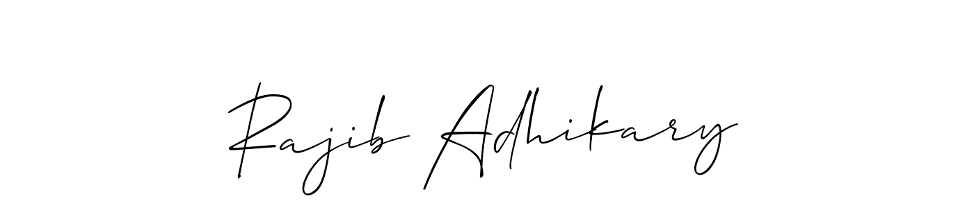 Use a signature maker to create a handwritten signature online. With this signature software, you can design (Allison_Script) your own signature for name Rajib Adhikary. Rajib Adhikary signature style 2 images and pictures png